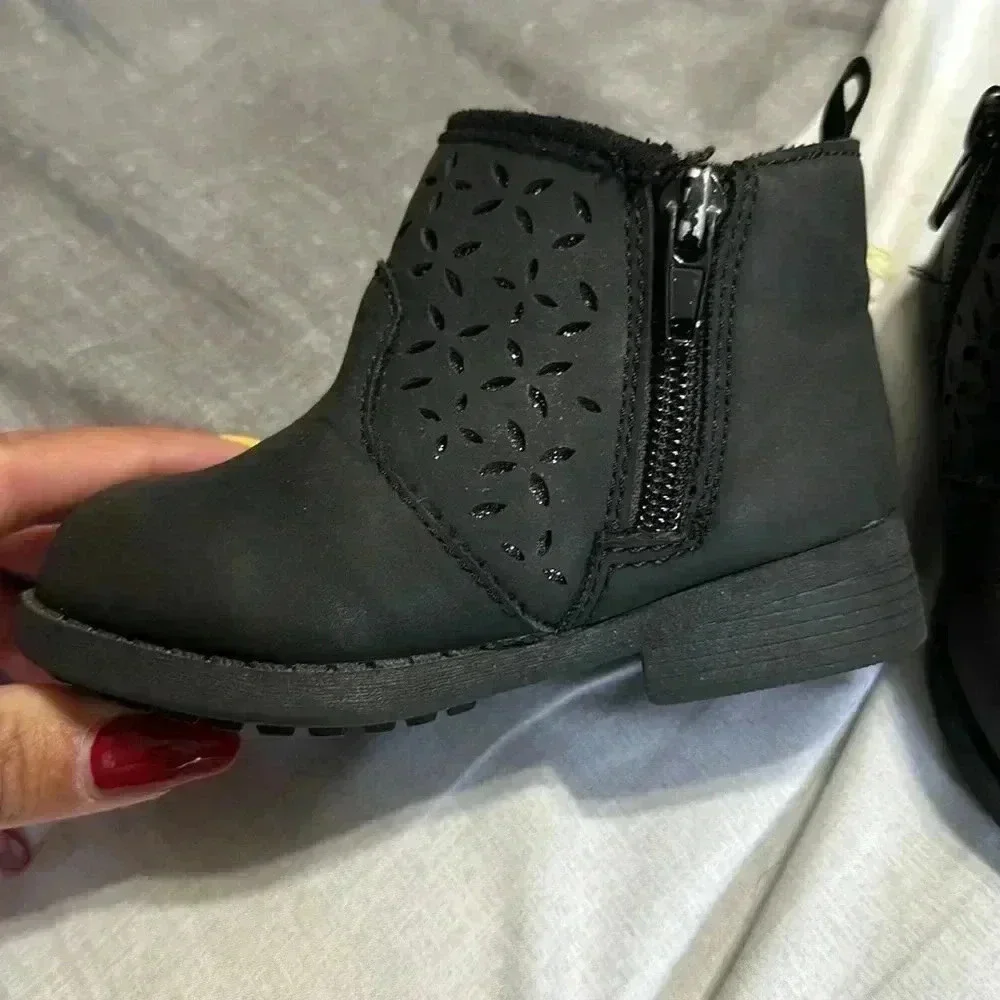 Oshkosh Toddler Girls Estell Zipper Closure Ankle Boots Black size 5
